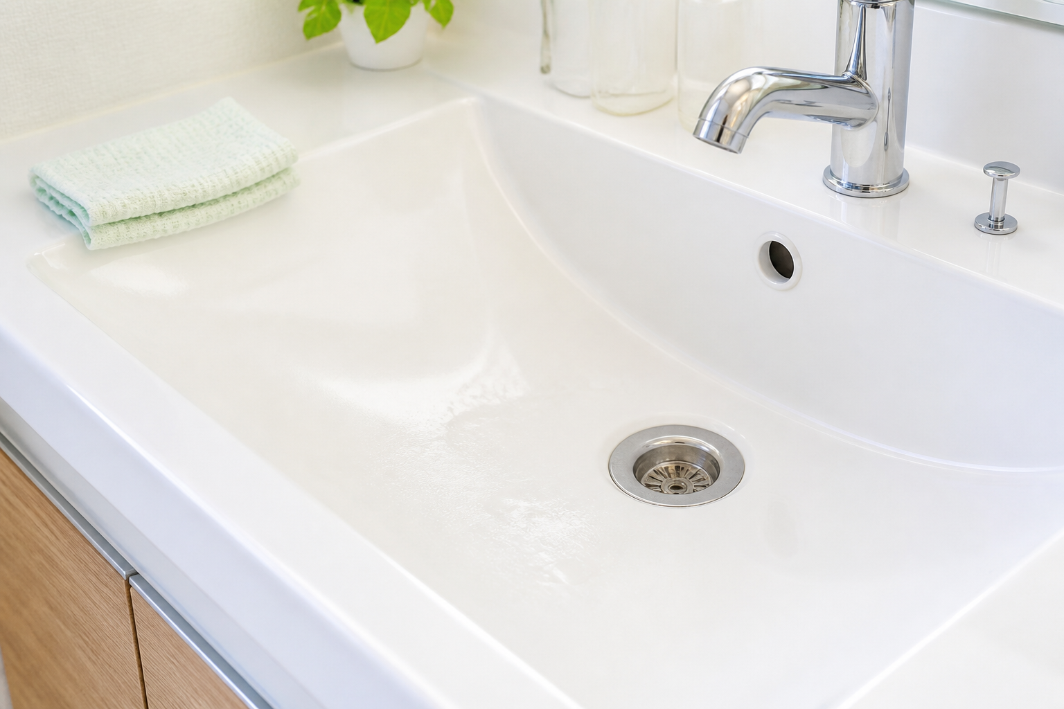 掃除後の洗面台排水口のイメージ